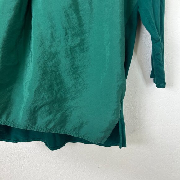 J Jill Top Womens Small Emerald Green Mixed Fabric Satiny Relaxed Career Shirt S - Picture 5 of 7